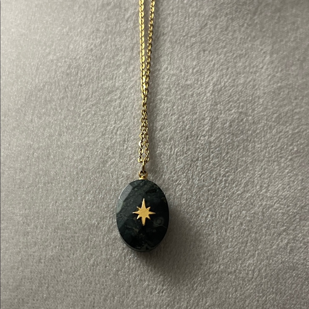Gold and Black Star Pendant Necklace